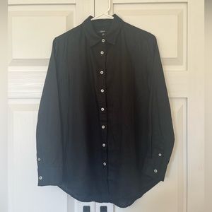 Quince XS Black 100% European Linen Long Sleeve Shirt
